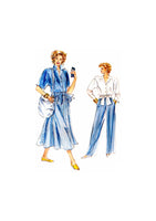 Vogue 7453 Top with Attached Tie Belt, Flared Skirt and Wide Leg Pants, Uncut, Factory Folded, Sewing Pattern Size 8-12