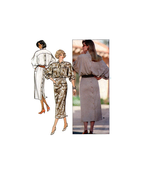 Butterick 4811 Blouson Bodice Shirt Dress in Two Lengths, Uncut, Factory Folded, Sewing Pattern Size 8-12