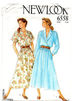 New Look 6558 Blouson Bodice, Raglan Sleeve Dress with Full Skirt, Uncut, Factory Folded Sewing Pattern Multi Size 8-20