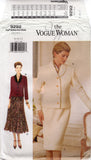Vogue 9292 Lined, Above Hip Jacket and Tapered or Flared Skirt, Uncut, Factory Folded Sewing Pattern Size 8-12