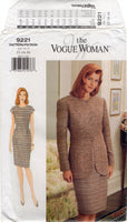 Vogue 9221 Lined, Below Hip Jacket and Tapered Dress, Uncut, Factory Folded Sewing Pattern Size 12-16