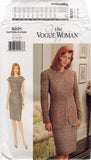 Vogue 9221 Lined, Below Hip Jacket and Tapered Dress, Uncut, Factory Folded Sewing Pattern Size 12-16