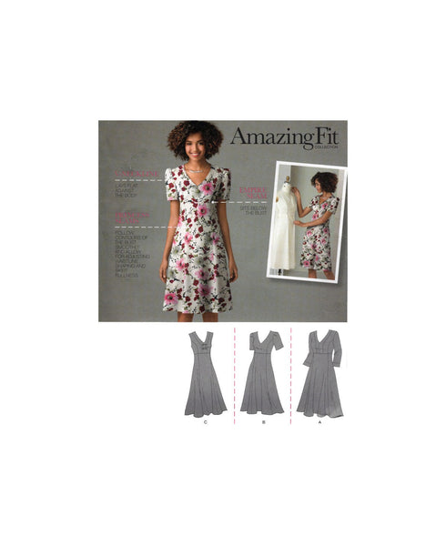 Simplicity 2247 Amazing Fit Dress with Sleeve Length and Cup Size Variations, Uncut, Factory Folded Sewing Pattern Multi Size 10-18