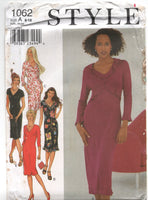 Style 1062 Fitted V-Neckline Dress with Sleeve Length and Ruffle Variations, Uncut, Factory Folded Sewing Pattern Multi Size 8-18