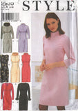 Style 2935 Shift Dresses with Sleeve Length, Neckline and Trim Variations, Uncut, Factory Folded Sewing Pattern Multi Size 8-18