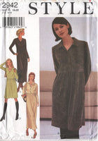 Style 2942 Buttoned Bodice, High Waist Dress in Two Lengths, Uncut, Factory Folded Sewing Pattern Multi Size 10-22