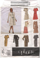 Vogue 2633 Drop Waist Dress with Collar, Straight or A-line Skirt, Two Sleeve Lengths, Uncut, Factory Folded Sewing Pattern Size 12-16
