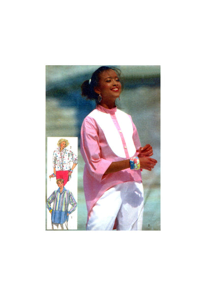 Simplicity 7323 Longline Shirts with Shaped or Hi-Low Hemline and Two Sleeve Lengths, Uncut, Factory Folded Sewing Pattern Size 10-12