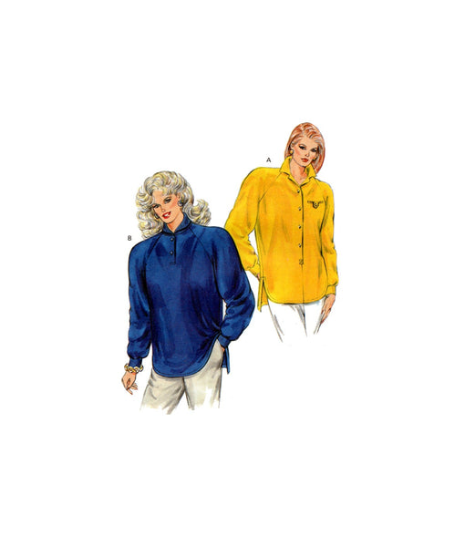 Kwik Sew 1644 Loose Fitting, Raglan Sleeve Tops with Long Back and Side Slits, Uncut, Factory Folded Sewing Pattern Multi Size XS-L