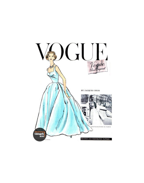 50s Evening Gown with V-Back and Full Skirt, Bust 36 (92 cm) Vogue Pa –  Patterns Central