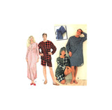 Simplicity 9291 Unisex Sleepwear: Pajamas, Nightshirt, Nightcap and Bag, Uncut, Factory Folded Sewing Pattern Size 42-48