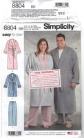 Simplicity 8804 Unisex Robe in Two Lengths and Pull-On Pants, Uncut, Factory Folded Sewing Pattern Plus Size 52-62