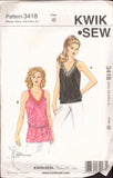Kwik Sew 3418 Sewing Pattern, Tops, Size XS-XL, Uncut, Factory Folded