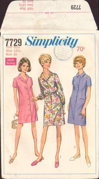 Simplicity 7729 Sewing Pattern, Step-In Dress and Coat-Dress, Size 12.5, Cut, INCOMPLETE