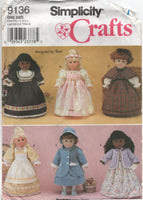 Simplicity 9136 Clothes and Accessories for 18" (45.5 cm) Doll, Uncut, Factory Folded Sewing Pattern One Size