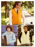 Patons 513 - 70s Knitting Patterns and One Crochet Pattern for Men's Vests, Instant Download PDF 16 pages
