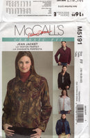 McCall's 5191 Palmer Pletsch Classic Fit Jean Jacket with Princess Seams Uncut, Factory Folded, Sewing Pattern Size 16-22