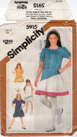 Simplicity 5915 Girls' Sleeveless or Short Sleeve Asymmetrical Drop Waist Party Dress, Uncut, Factory Folded Sewing Pattern Size 12