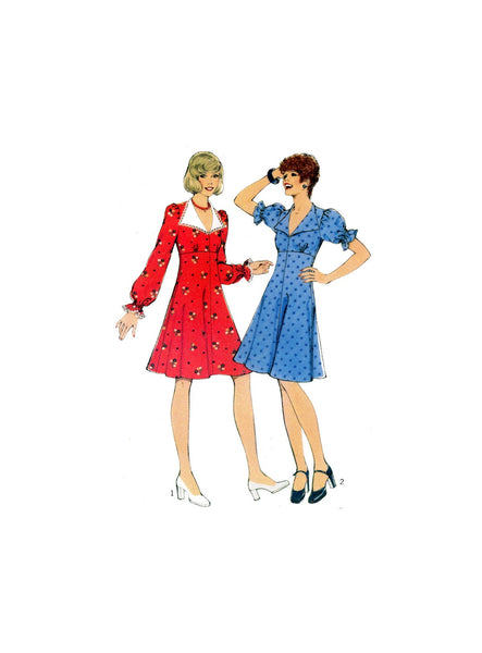 Style 4857 High-Line Bodice Dress with Collar and Long or Short Sleeves, Uncut, Factory Folded Sewing Pattern Size 12