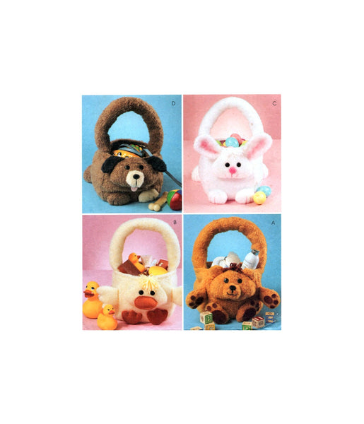McCall's 3555 Animal Gift Baskets: Duck, Bear, Dog and Rabbit, Uncut, Factory Folded Sewing Pattern Size 24" (60 cm)