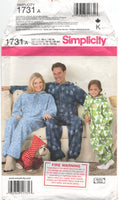 Simplicity 1731 Child, Teen, Adult Fleece Jumpsuit and Dog Coat, Uncut, Factory Folded Sewing Pattern Multi Size