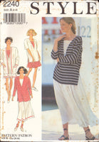 Style 2240 Jacket, Deep V-Neckline Top and Skirt in Two Lengths, Uncut, Factory Folded, Sewing Pattern Multi Size 8-18