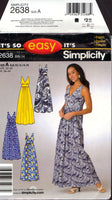 Simplicity 2638 Deep V-Neckline Maxi Dress, Uncut, Factory Folded Sewing Pattern Multi Size 6-16