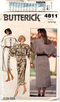 Butterick 4811 Blouson Bodice Shirt Dress in Two Lengths, Uncut, Factory Folded, Sewing Pattern Size 8-12
