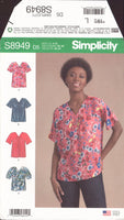 Simplicity 8949 Sewing Pattern, Blouses, Size 4-12, Uncut, Factory Folded