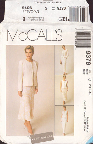 McCall's 9376 Sewing Pattern, Jacket, Vest, Skirt, Pants, Size 10-12-14, Uncut, Factory Folded