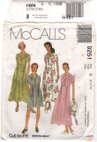 McCall's 9251 Notched Collar Dress with A-Line Skirt in Two Lengths, Uncut, Factory Folded Sewing Pattern Size 8-12
