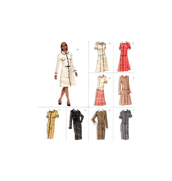 Vogue 2633 Drop Waist Dress with Collar, Straight or A-line Skirt, Two Sleeve Lengths, Uncut, Factory Folded Sewing Pattern Size 12-16