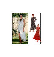 Style 1690 Long Sleeve or Sleeveless Wrap Dress with V-Neckine and Full Gathered Skirt, Uncut, Factory Folded Sewing Pattern Multi Size 8-18