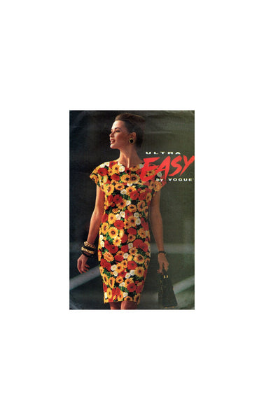 Vogue 976 Loose Fitting, Tapered Pullover Dress with Cap Sleeves, Uncut, Factory Folded Sewing Pattern Size 8-12
