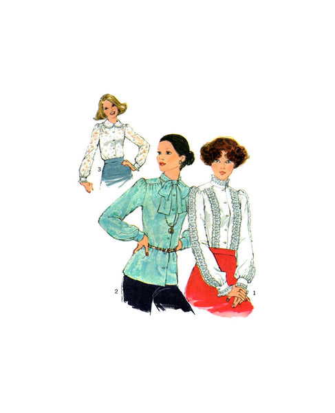 Simplicity 8117 Long Sleeve Blouses with Collar and Trim Variations, Cut, Complete Sewing Pattern Size 10