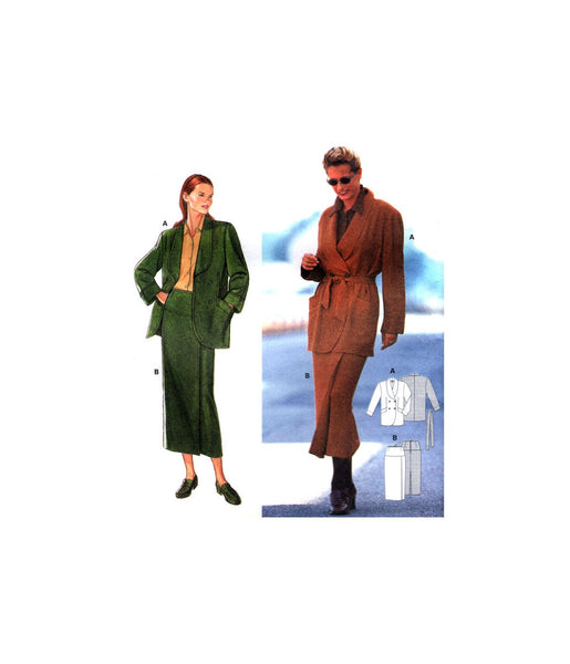 Burda 3072 Loose or Close Fitting Suit: Jacket and Skirt, Uncut, Factory Folded Sewing Pattern Multi Size 8-18