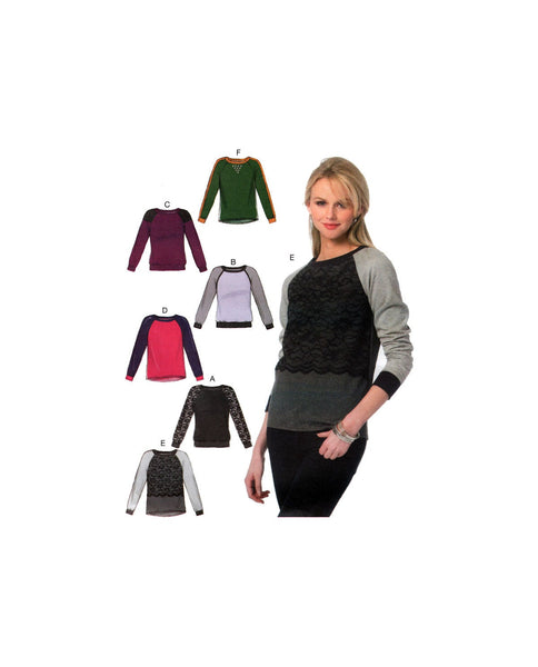 McCall's 6992 Fitted Pullover Tops with Hemline Variations, Neck and Sleeve Bands, Uncut, Factory Folded Sewing Pattern Size 8-16