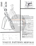 50s Evening Gown with V-Back and Full Skirt, Bust 36" (92 cm) Vogue Paris Original 1343, Vintage Sewing Pattern Reproduction