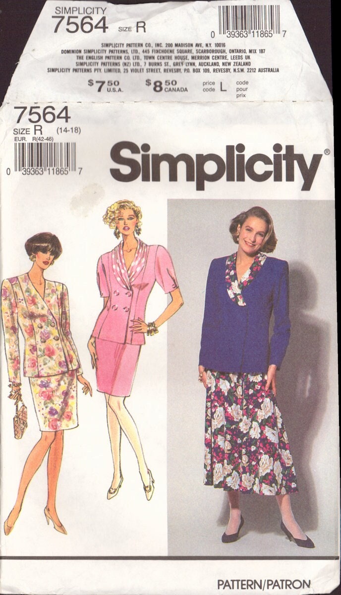 Simplicity 7564 Sewing Pattern, Dress and Skirt, Size 14-18, Uncut, Fa ...