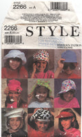 Style 2266 Children's Hats in 6 Styles, Partially Cut, Partially Factory Folded, Complete Sewing Pattern Various Sizes