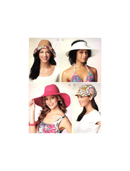 Kwik Sew 3885 Summer Hats: Bell Shaped, Wide Brimmed, Open-Crown and Lined Cap Styles, Uncut, Factory Folded Sewing Pattern Various Sizes