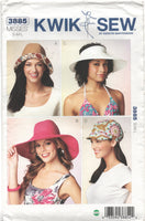Kwik Sew 3885 Summer Hats: Bell Shaped, Wide Brimmed, Open-Crown and Lined Cap Styles, Uncut, Factory Folded Sewing Pattern Various Sizes
