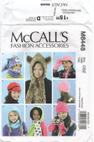 McCall's 6448 Child's Hats, Cowl and Mittens, Uncut, Factory Folded Sewing Pattern Multi Size X-Small to X-Large