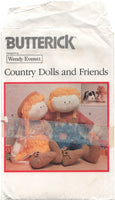 Butterick 4848 Wendy Everett 21" (53.5 cm) Country Dolls and 6.5" (16.5 cm) Friends, Soft Toys, Uncut, Factory Folded Sewing Pattern