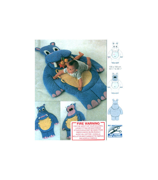Burda 9931 Softly Padded Hippopotamus Play Blanket for Baby, Uncut, Factory Folded Sewing Pattern