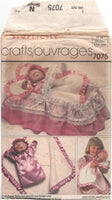 Simplicity 7075 Hand Puppet 14" (35.5 cm) Baby Doll, Blanket and Basket Liner, Uncut, Factory Folded Sewing Pattern