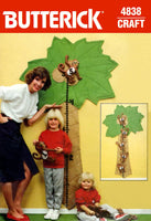 Butterick 4838 Retro 74" (188 cm) Palm Tree Growth Chart with Detachable Monkey Markers, Uncut, Factory Folded Sewing Pattern