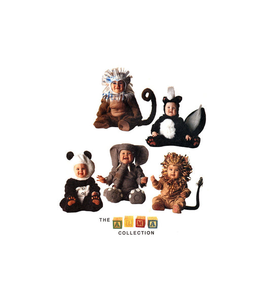 McCall's 7169 Toddler Lion, Skunk, Monkey, Elephant and Panda Costumes, Uncut, Factory Folded Sewing Pattern Size 1