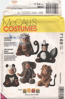 McCall's 7169 Toddler Lion, Skunk, Monkey, Elephant and Panda Costumes, Uncut, Factory Folded Sewing Pattern Size 1