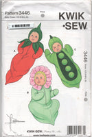 Kwik Sew 3446 Baby Costumes: Hot Pepper, Flower and Pea Pod, Uncut, Factory Folded Sewing Pattern Size NB-XL